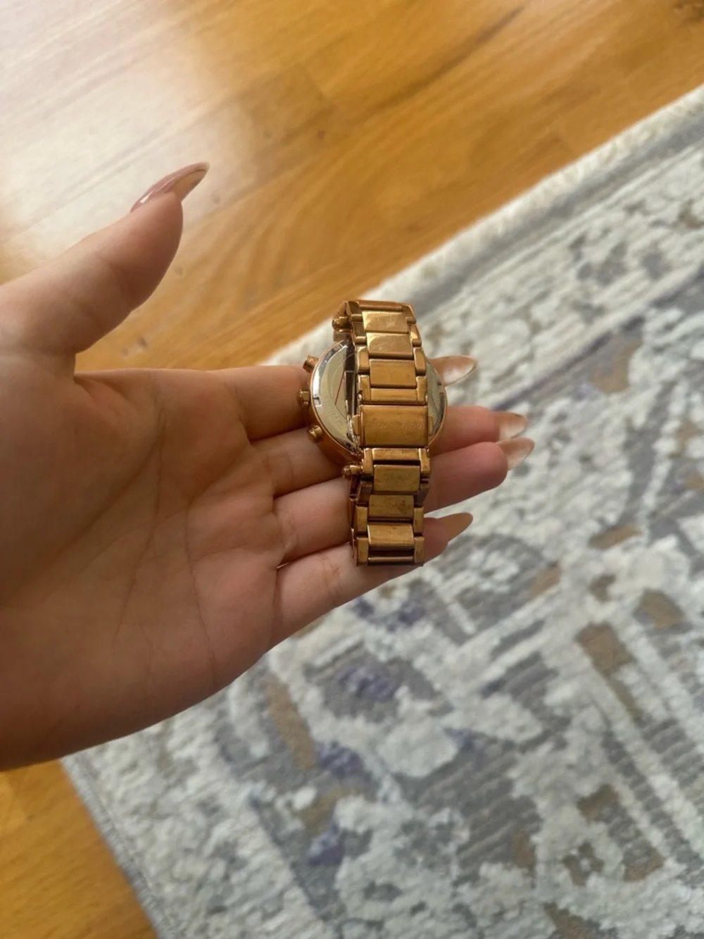 Michael Kors Rose Gold Tone Crystal-Trim Bracelet Watch